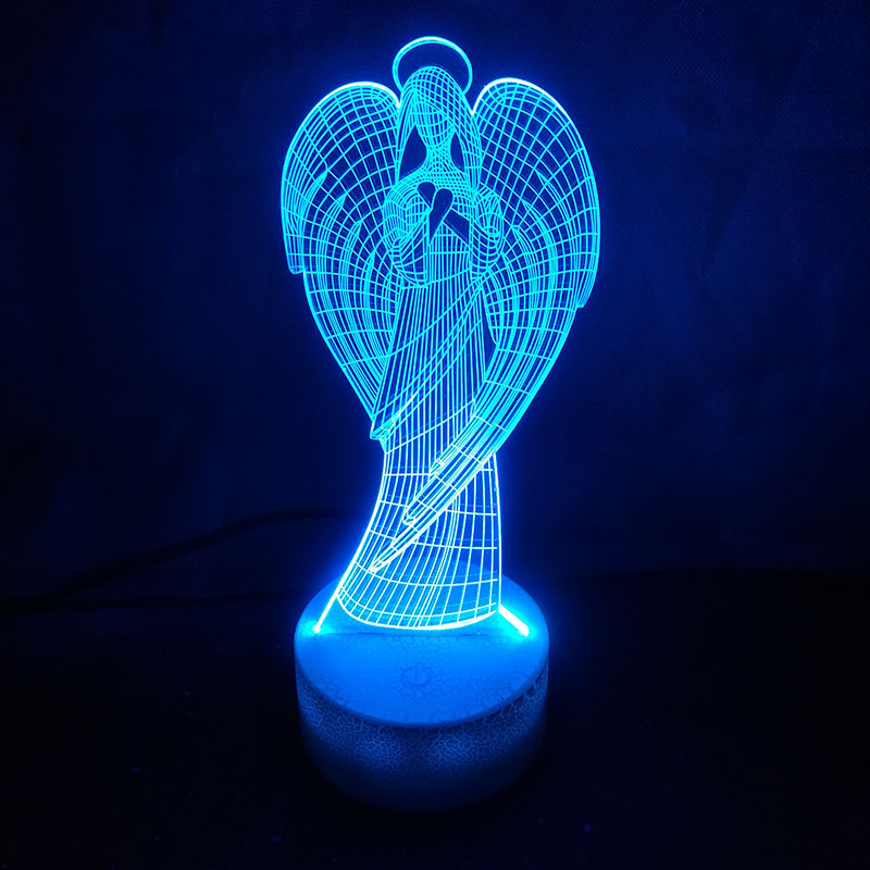Creative 3D Table Lamp Colorful Wings Girl Shape NightLight Led Angel Home Decor Atmosphere Decor Virgin Mary Usb Light Fixture