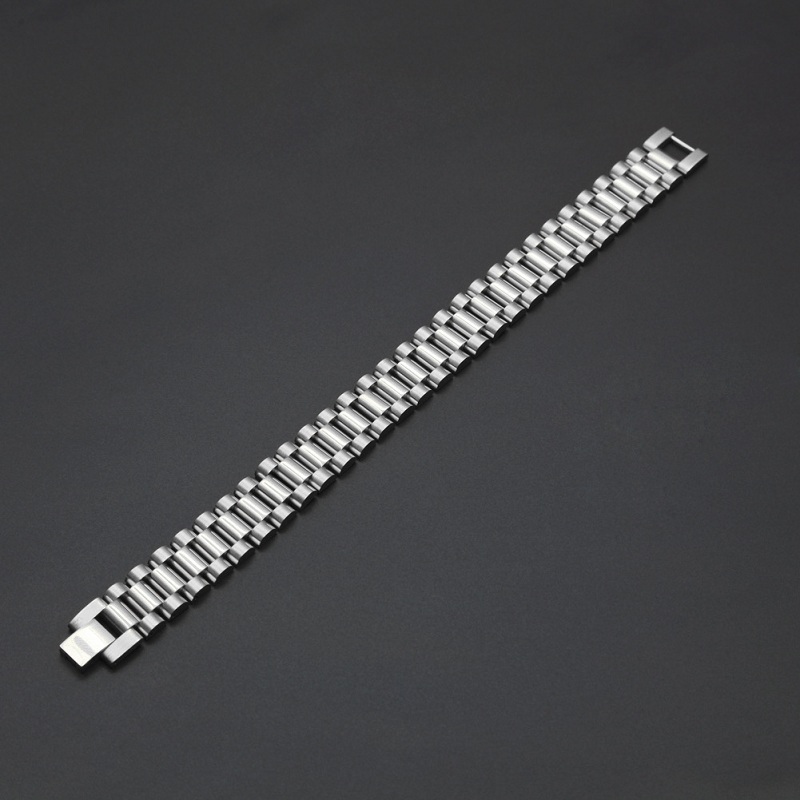 Mens Watch Link Bracelet Gold Plated Stainless Steel Strap Links Cuff Bangles Hip Hop Jewelry Gift