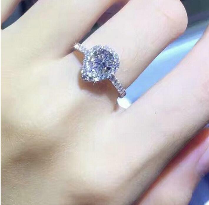 Whole Professional New Arrivals Luxury Jewelry 925 Sterling Silver Pear Cut White Topaz CZ Diamond Wedding Heart Band Ring For