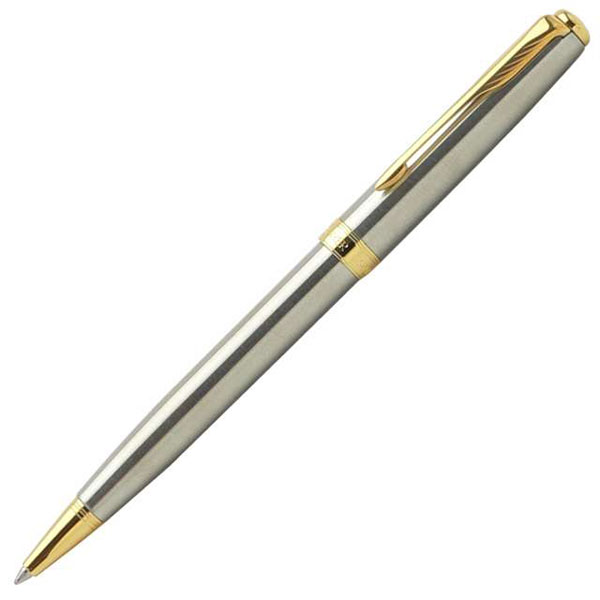 

2pc lot office Parker Sonnet Series office Writing Supplies gift golden stainless steel Matte Black feather arrow Ballpoint Pens, No