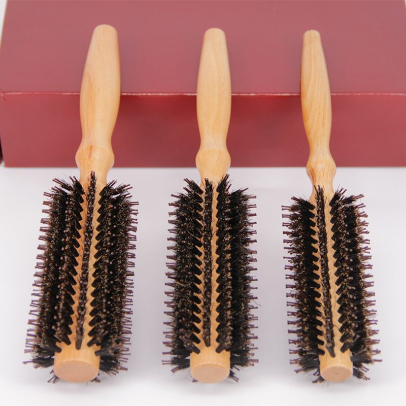 Curly Hair Comb High Quality Wood Handle Natural Boar Bristle Hair Brush Fluffy Comb Hairdressing fast shipping F1643