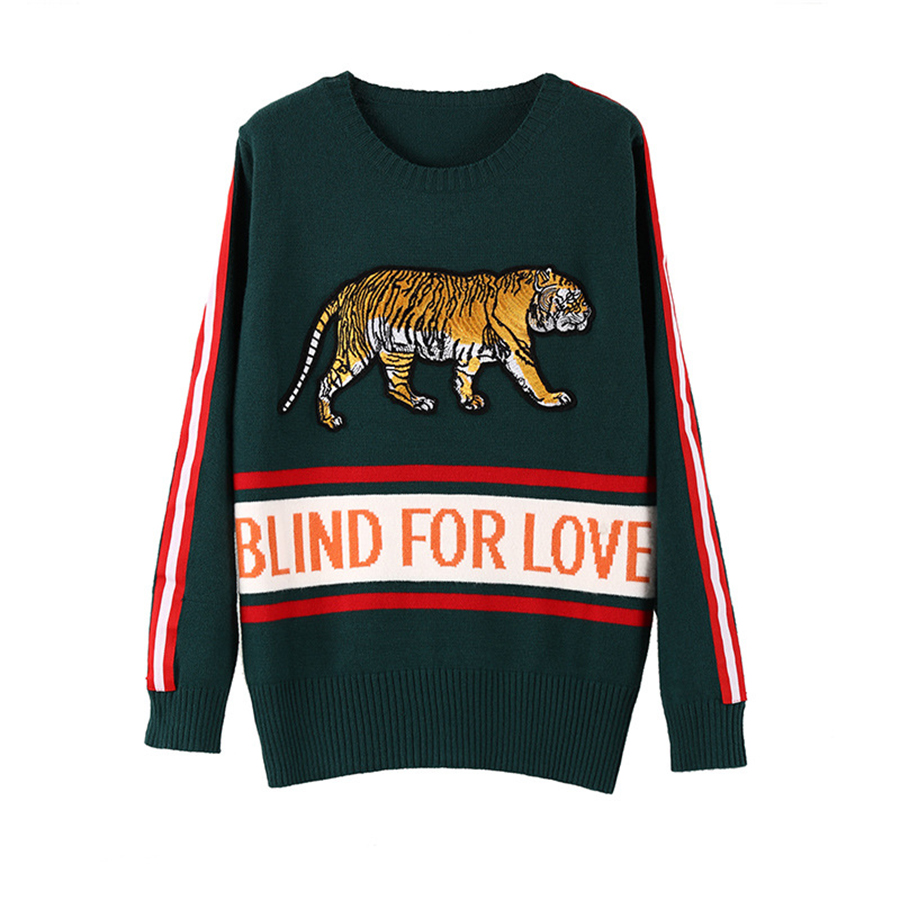 Boho women sweater 2017 autumn chic Tiger character embroidery long sleeve o-neck pullovers Casual warm loose knitted sweaters, Green
Boho women sweater 2017 autumn chic Tiger character embroidery long sleeve o-neck pullovers Casual warm loose knitted sweaters, Green