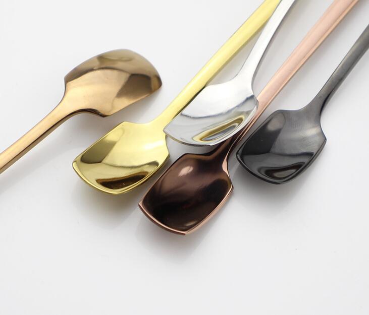 Stainless Steel Spoon Colorful Long Handle Spoons Flatware Coffee Drinking Ice Cream Tools Kitchen Gadget Spoon