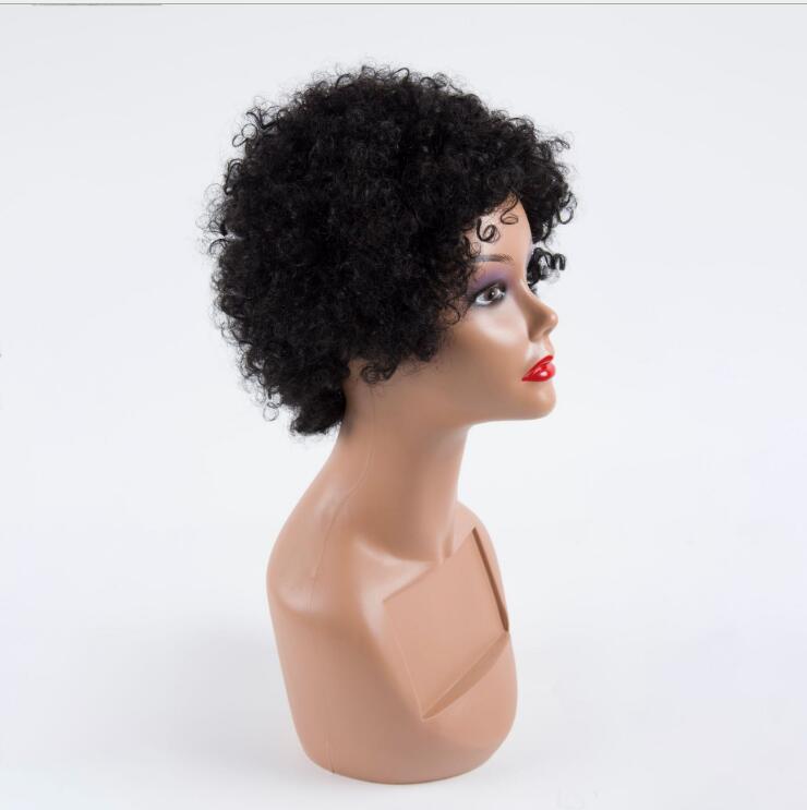 Brazilian Kinky curly Human Hair Wigs Short Bob Wigs Natural Black #1B full afro curly wig 6 Inch For Women