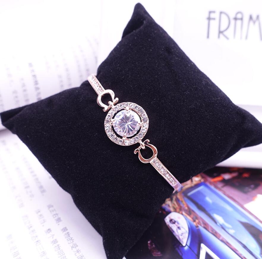 New Arrival Korean Cute Luxury Jewelry 18K White&Rose&Gold Filled Multi Color CZ Crystal Hot Women Bracelet Chain for Lovers' Gift