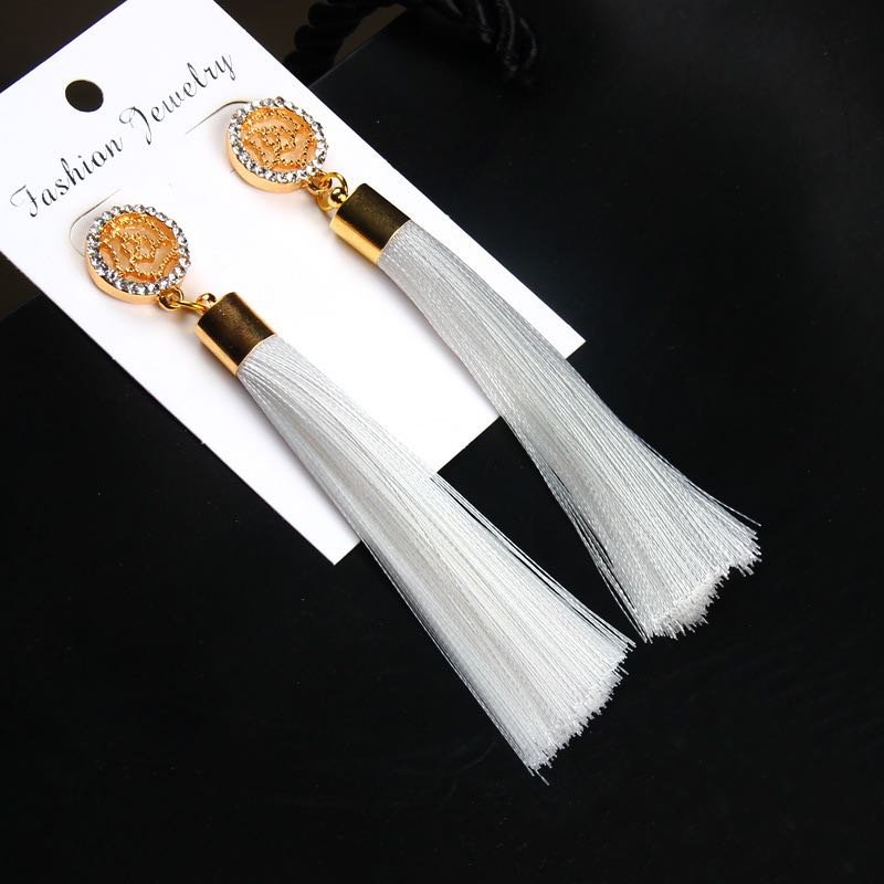 Gold Rose Hollow Out Women Dangle Chandelier Colorful Fringed Earrings Fashion Tassels Earring Jewelry 9 Colors