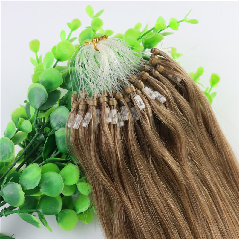 Chocolate Brown Straight Hair 9A Brazilian Hair Extensions 14inch-26inch 100Strands 100gram Loop Micro Ring Human Hair Extensions