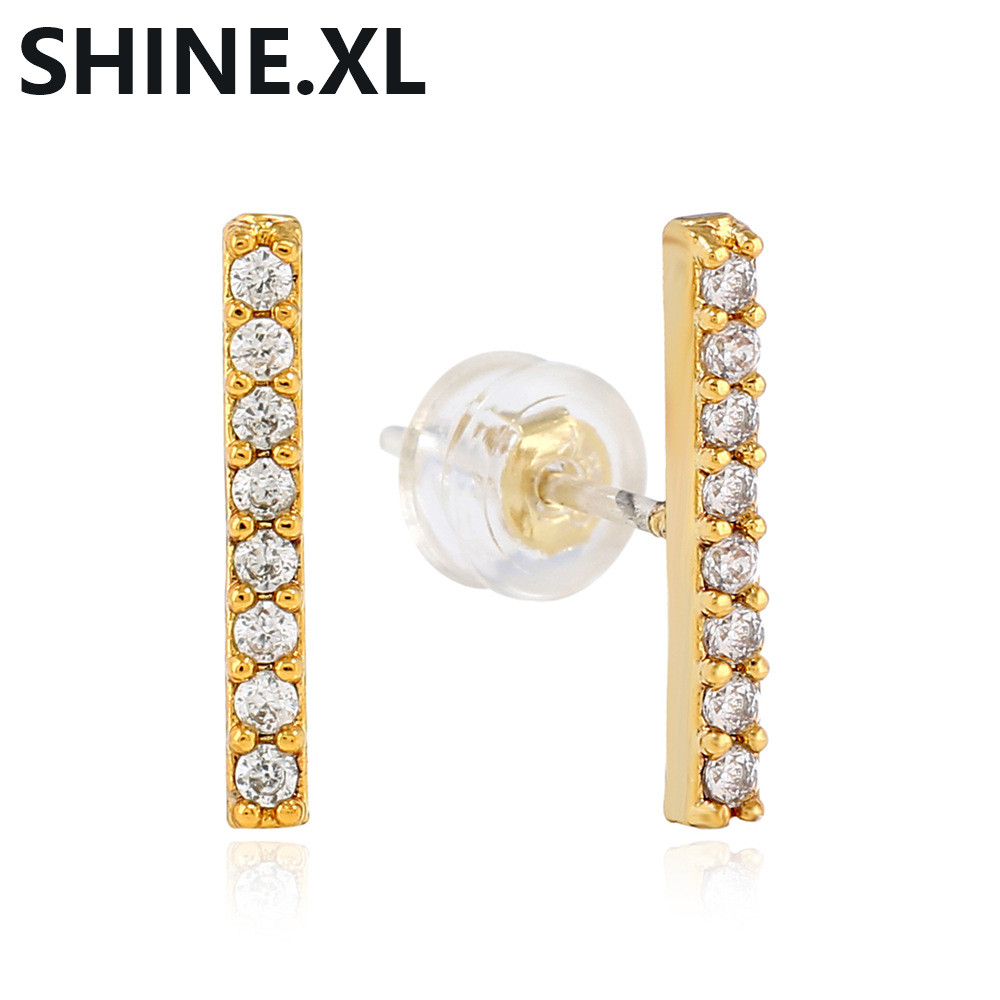 Hip Hop Iced Out Gold Stud Earrings Men Micro Pave CZ Rhinestone Stick Shape Earring For Women Fashion Jewelry Gift
Hip Hop Iced Out Gold Stud Earrings Men Micro Pave CZ Rhinestone Stick Shape Earring For Women Fashion Jewelry Gift