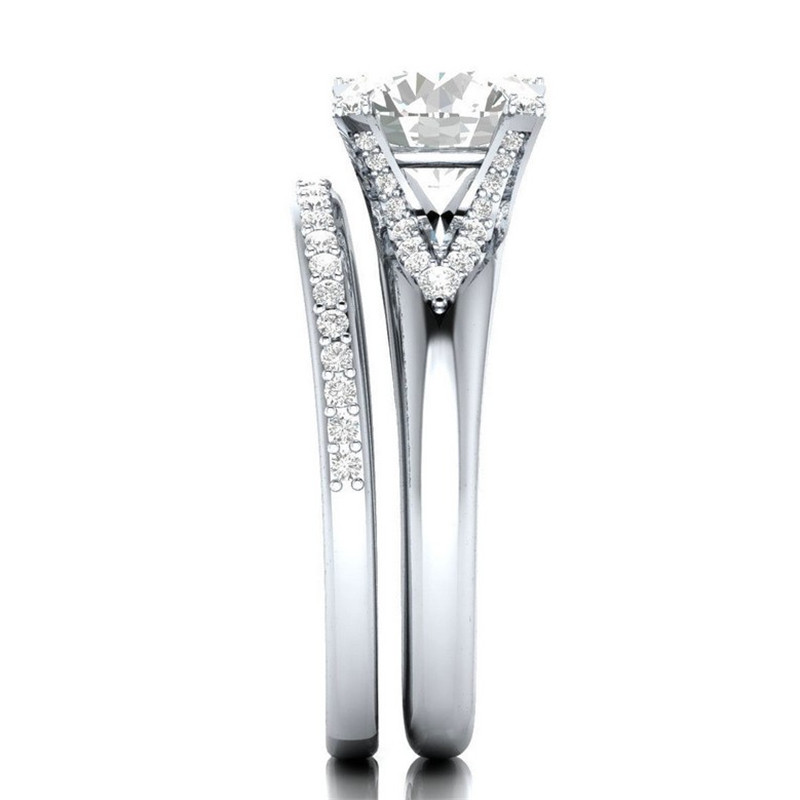 Vecalon 3 colors Birthstone Female ring Silver Color crystal Cz Engagement wedding band ring For women Dropshipping Jewelry