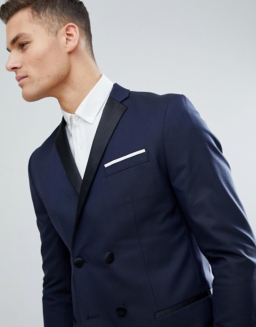 Navy Classy Double Breasted Mens Suits Slim Fit Plus Size Groomsmen Wedding Tuxedos For Men Blazers Notched Lapel Prom Suit Jacket Pants