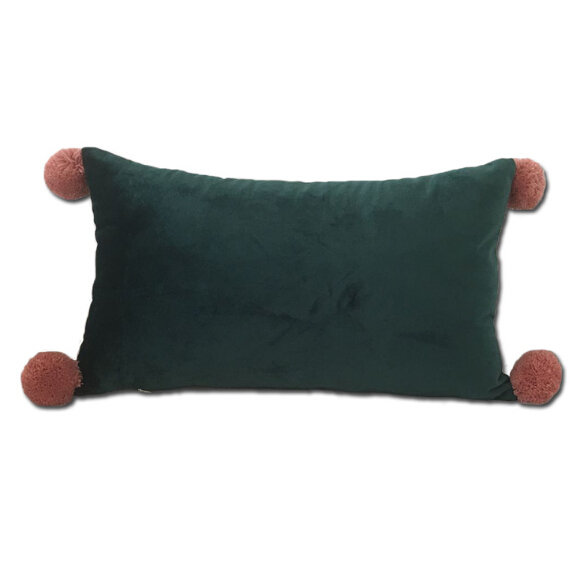 Velvet Cushion Triangle Rectangle Lovely Flush Pompon Ball Cushion Pillow Sofa Car Chair Home Decorative Throw Pillows
