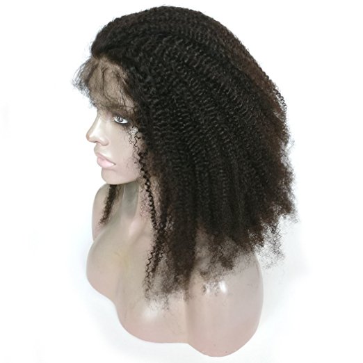 Afro Kinky Curly 360 Full Lace Band Frontal Wig 180% High Density Pre Plucked Natural Hairline 4B 4C (12 inches, Afro Kinky