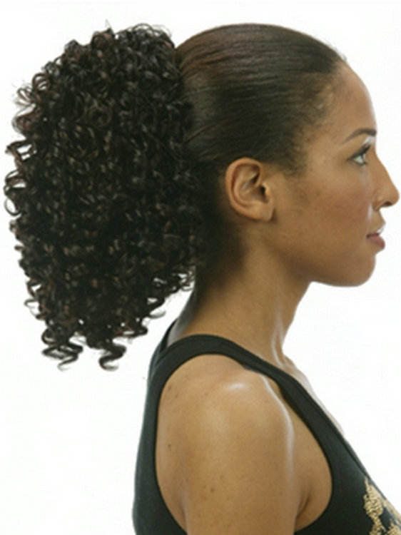 Short High Ponytail dark brown #2 Human Hair Kinky Curly Afro Ponytail Clip Hair Extensions Drawstring Ponytail HairPieces For black women