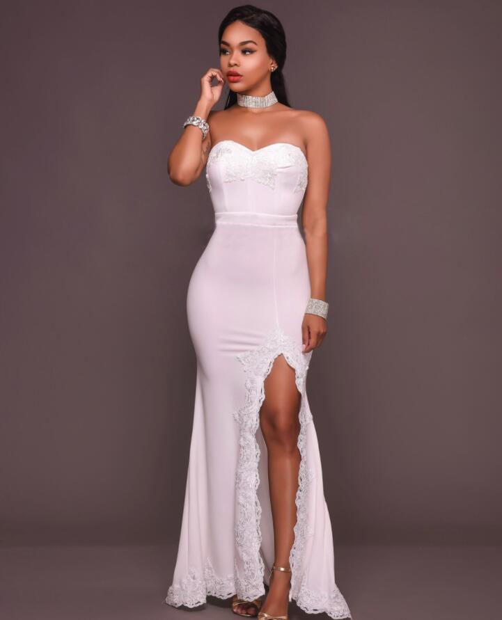Stylish White Cheap Bridesmaid Dresses Long Mermaid Sweetheart Side Split Wedding Guest Dress Floor Length Satin Party Gowns Custom Made