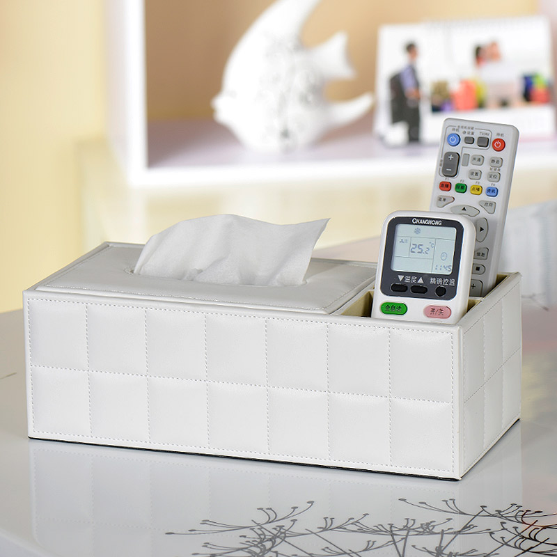 Quality fashion leather tissue box pumping paper box desktop remote control storage