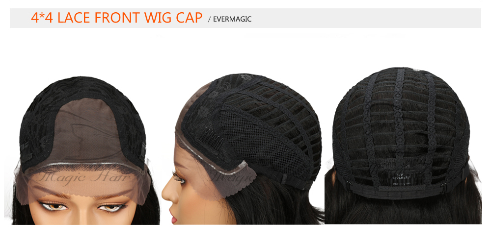 Evermagic Brazilian remy hair 4x4 deep parting lace front human hair wigs body wave pre-plucked with baby hair glueless lace front wig