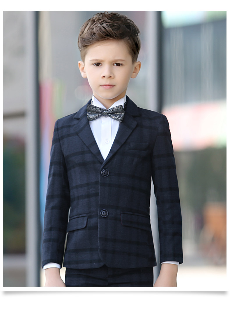 Fashion High Quality Winter Boy Suit wear Woolen Clothes Thick Plaid Damier Check Four And Five Pieces For Children Wedding Party