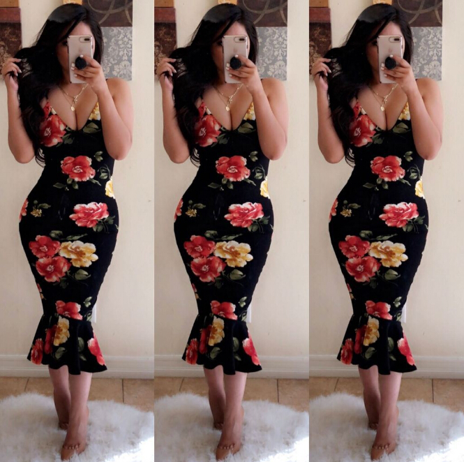 Casual Strap Deep V Neck Floral Women Bodycon Dresses Sleeveless Strings Yellow Long Print Dress Vestidos Trumpet
Casual Strap Deep V Neck Floral Women Bodycon Dresses Sleeveless Strings Yellow Long Print Dress Vestidos Trumpet