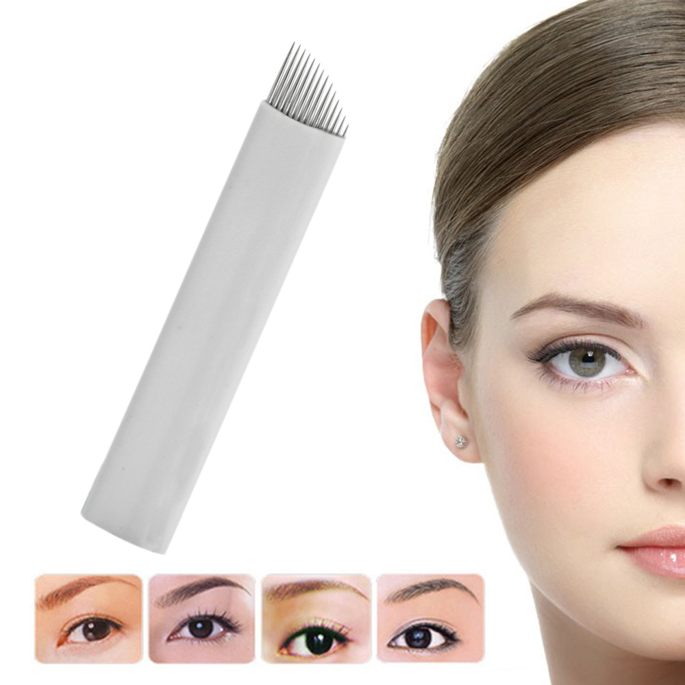50Pcs 14Pin White Permanent Makeup Needles Eyebrow Microblading Manual Bevel Sterilized Blades for Tattoo Machine and Pen
50Pcs 14Pin White Permanent Makeup Needles Eyebrow Microblading Manual Bevel Sterilized Blades for Tattoo Machine and Pen