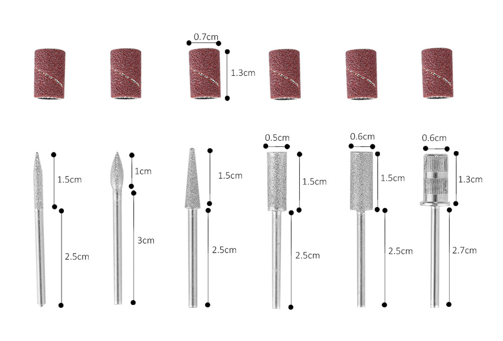 2018 Newest Professional Powerful Electric Manicure Drill Nail File Bits Heads Pedicure File Tips Polishing Shape Nail Art Tools Kit