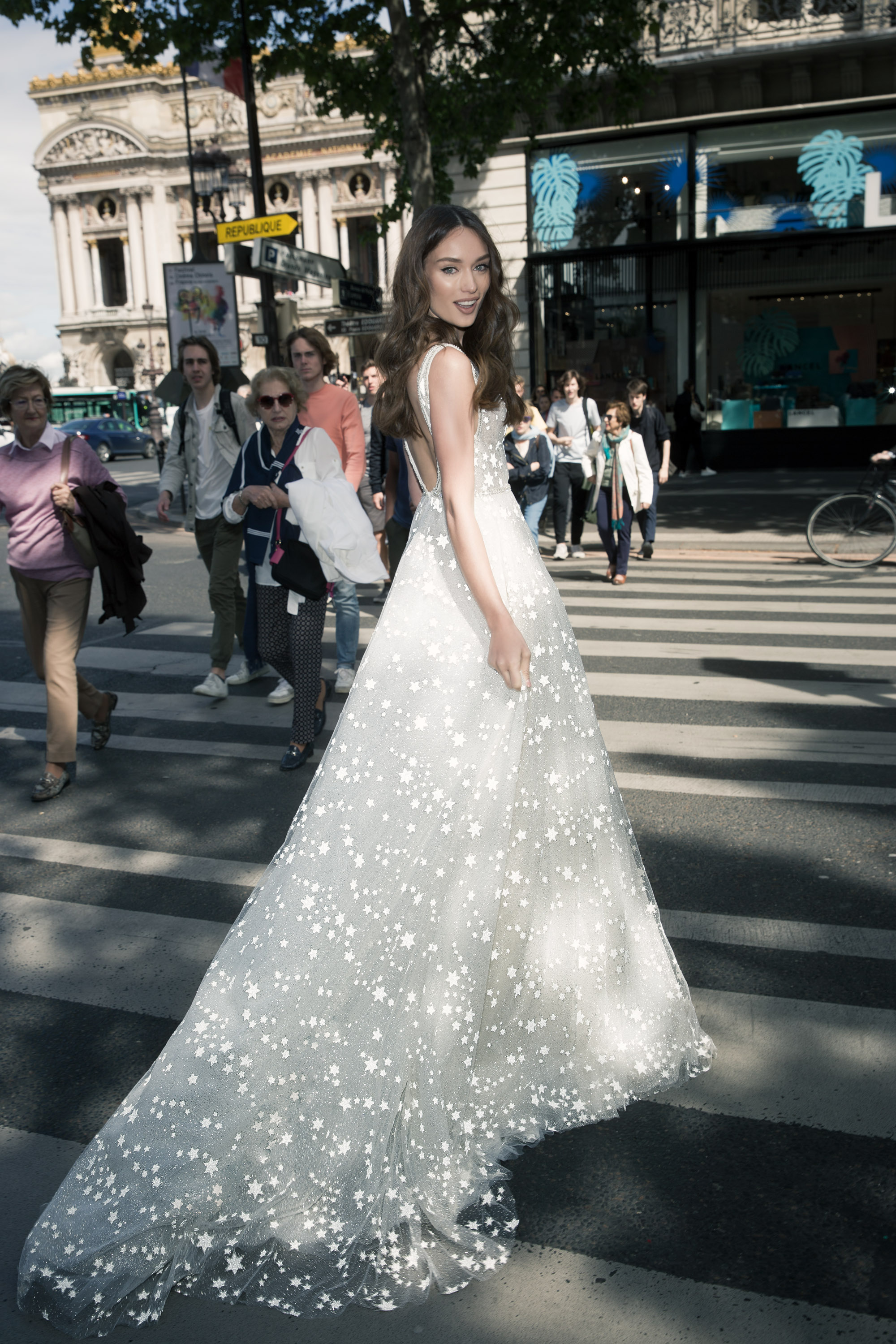 netta benshabu wedding dresses bling v neck beaded sparkly star beaded applique plus size bridal gowns sweep train beach robe de marie