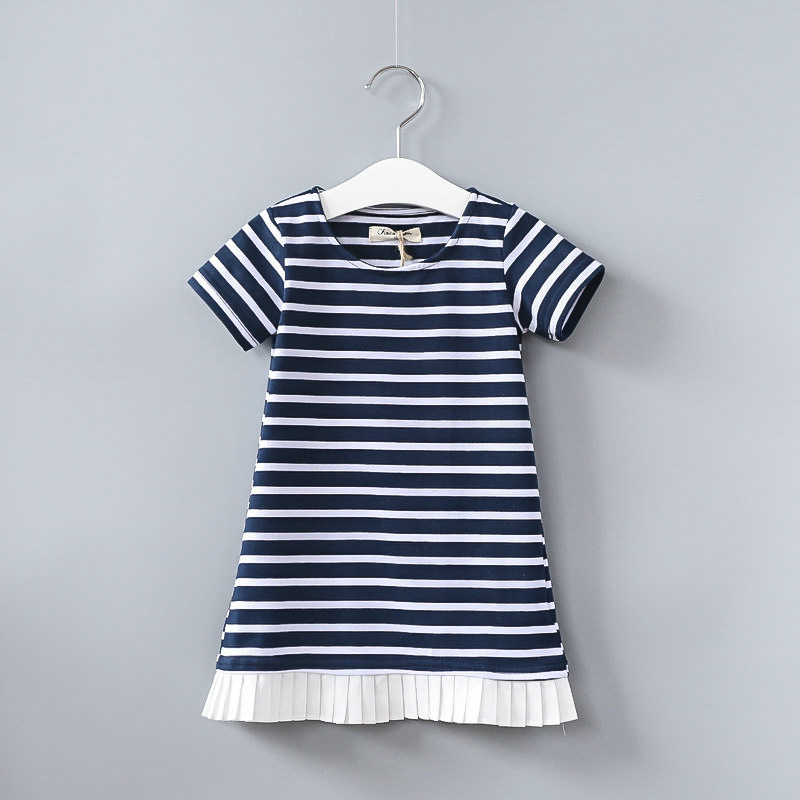 New Girls Dresses Kids Short Sleeves White and Black Striped Cotton Dresses Fashion Children Clothing Bebe Vestidos, As shown
New Girls Dresses Kids Short Sleeves White and Black Striped Cotton Dresses Fashion Children Clothing Bebe Vestidos, As shown