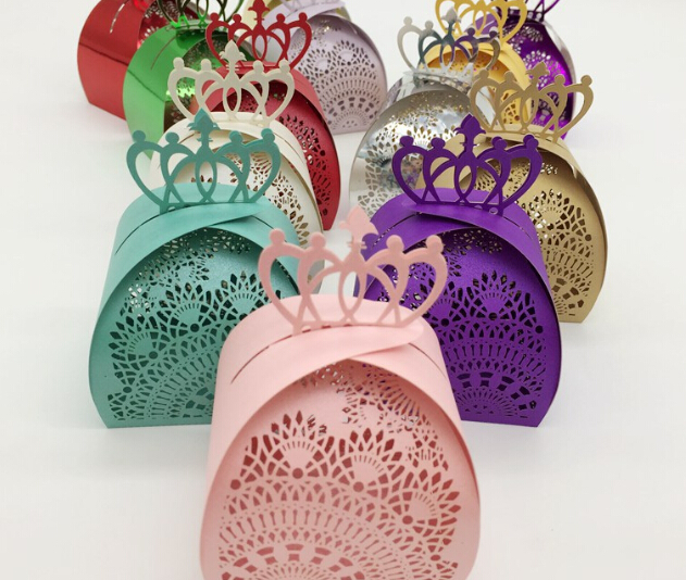 Crown Design Cnady Case Laser Cut Lace Crown Candy Box Wedding Party Candy Box Gifts Box
