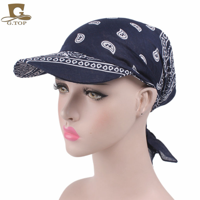 Unisex paisley Visor Pre Fitted Bandana Hat outdoor sun bandans cap Head Scarf bandit turban cap men and women Wide Brim sunhat