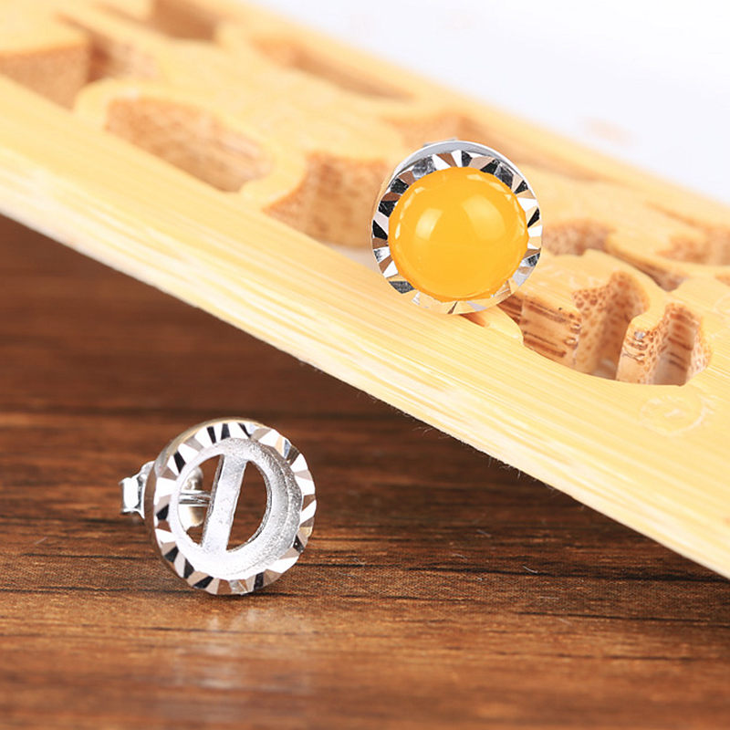 925 Sterling Silver Women Stud Earrings 4x4mm 7x7mm Round Cabochon Semi Mount Earrings Setting Wholesale