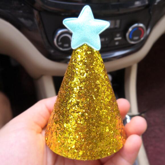 Golden Glitter Birthday Hat with Star Party Baby Shower Decor Headband Photo Props