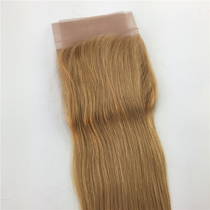 13x4 Ear To Ear Lace Frontal Closure Ombre Blonde 1B #27 Dark Root Human Virgin Hair Straight Lace Frontal Bleached Knots Free Part