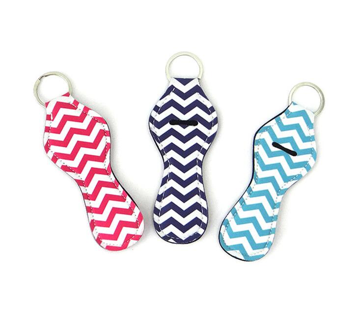 Favor Gifts 72 Pattern Color Printing Neoprene Chapstick Holder Keychain Handy Lip Balm Sleeves Holder Keychains Case Pouch For Wo