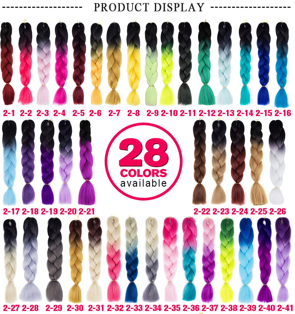 24'' 100g/pc Synthetic Ombre Kanekalon Braiding Hair Crochet Braids Hairstyles Hair Extensions Purple Pink Black
24'' 100g/pc Synthetic Ombre Kanekalon Braiding Hair Crochet Braids Hairstyles Hair Extensions Purple Pink Black