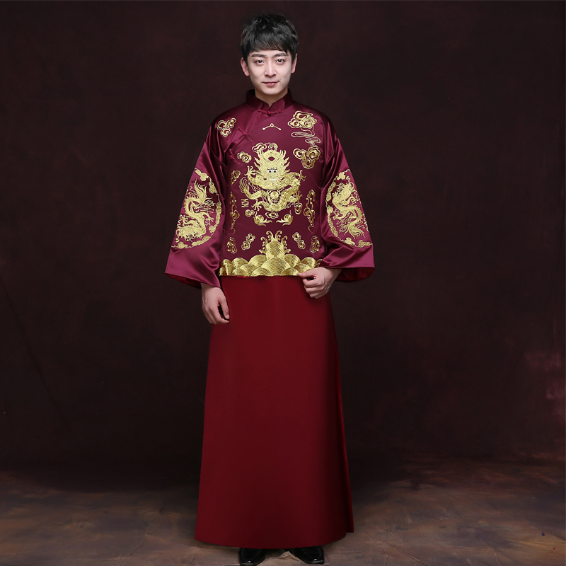 Traditional Show men chinese style wedding costume show Chinese wedding clothing groom red jacket tang Suit Dragon gown Robe
Traditional Show men chinese style wedding costume show Chinese wedding clothing groom red jacket tang Suit Dragon gown Robe