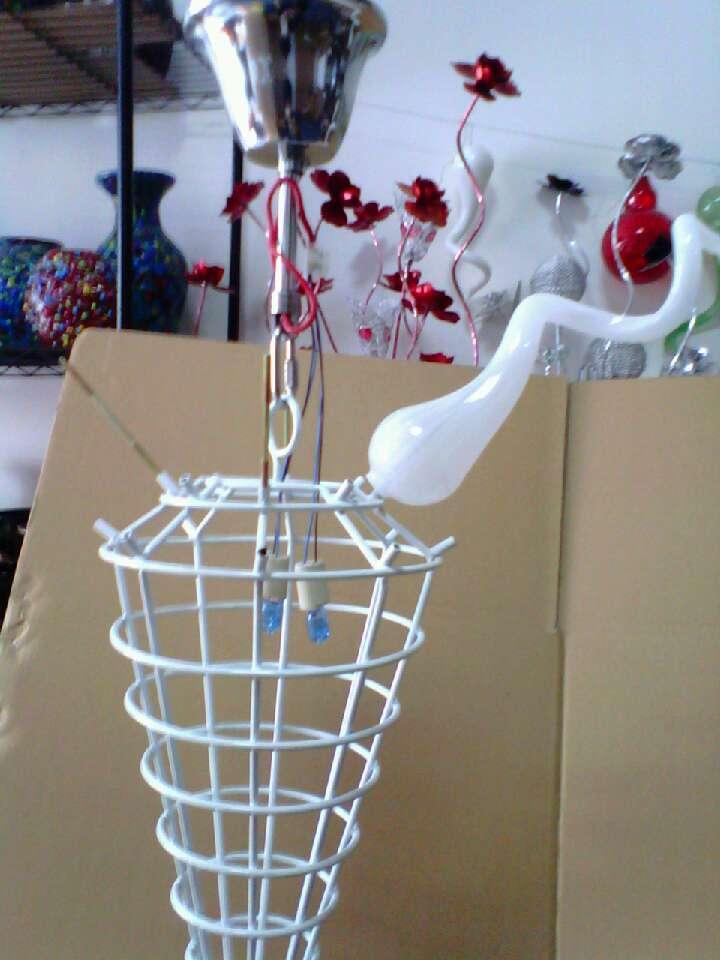 Pure White Blown Glass Chandelier Lamps 100% Handmade Small Size Pretty Elegant Ceiling Hanging Lamp for House Decor