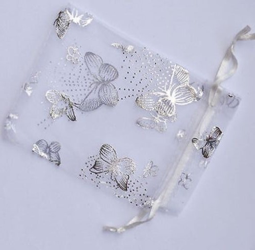 20X30CM 100 pcs white butterfly Organza Wedding Jewellery Gift Bag 70x90 mm Party Bags PoucheS