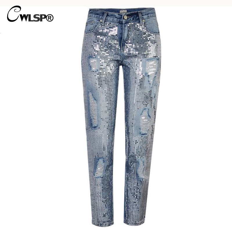CWLSP Plus size Bling Sequined Low Waist Jeans Woman Holes Jeans Ankle-Length Blue Pants boyfriend Trousers for Women QL3541, As picture
CWLSP Plus size Bling Sequined Low Waist Jeans Woman Holes Jeans Ankle-Length Blue Pants boyfriend Trousers for Women QL3541, As picture