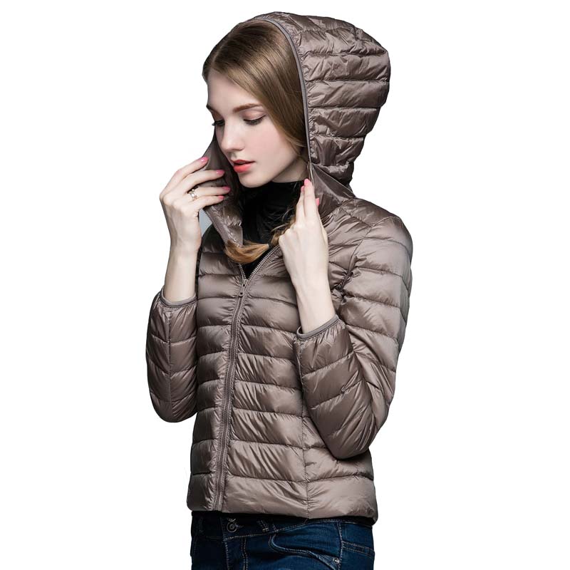 20187 Packable Women's Winter Jacket Puffer Long Sleeve Solid Female Warm Down Coat Women Hooded Winter Coat Casaco Feminino