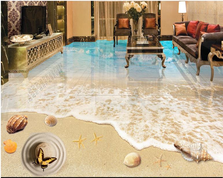 Carta Da Parati Murale Soggiorno Estetico In Stile Spiaggia 3D Da Pavimento A P…