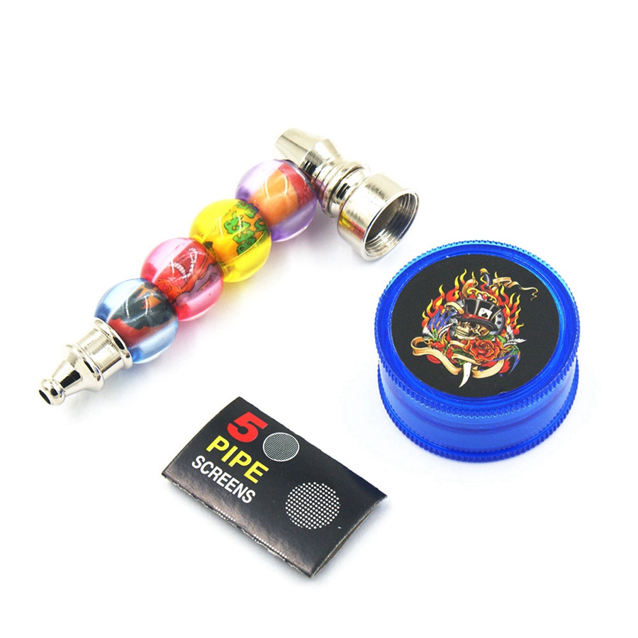 Metal Smoking Pipe And Plastic Herb Grinder Kit Set Small Pocket Size Pipe Bubble Pipe With 5 Assorted Screens 
Metal Smoking Pipe And Plastic Herb Grinder Kit Set Small Pocket Size Pipe Bubble Pipe With 5 Assorted Screens