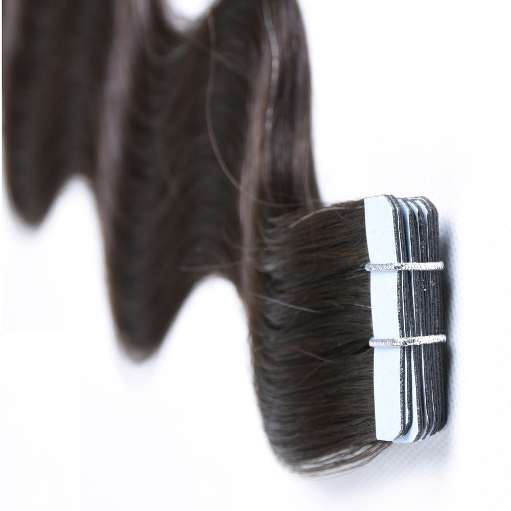 Tape in Human Hair Extensions #1B Natural color body wave Remy Skin Weft Remy Hair Extensions Slik Tape ins Extensions