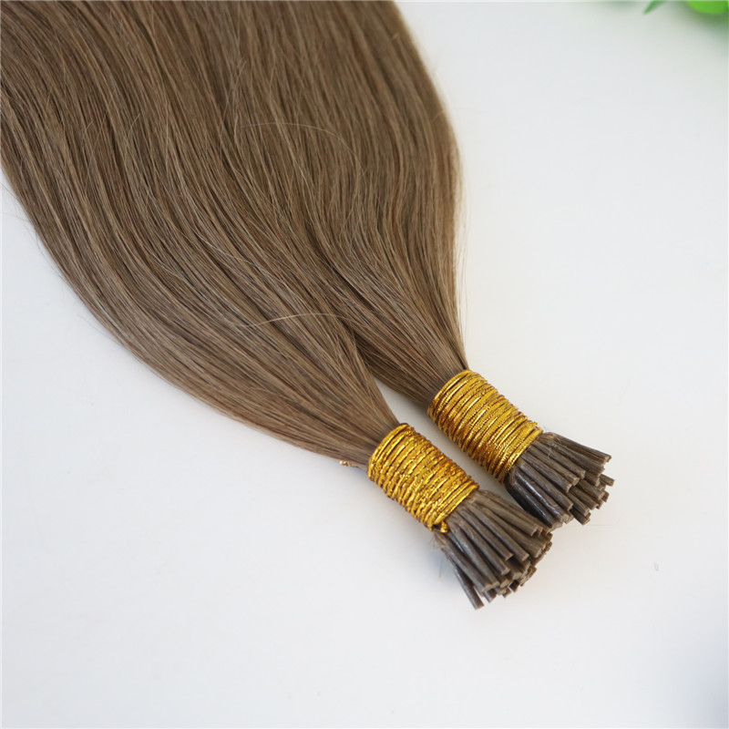 Keratin I-tip Human Hair Extensions Ash Brown #10 Stick-tip Extensions Brazilian Human Hair 100Strands 100gram prebunded hair Straight