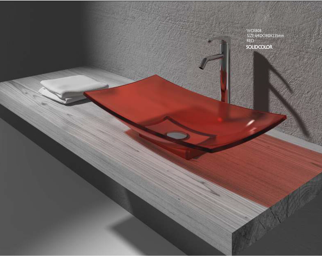 Rectangular Bathroom Solid Surface Stone Counter Top Vessel Sink Fashionable Cloakroom Stone Vanity Wash Basin RS3808