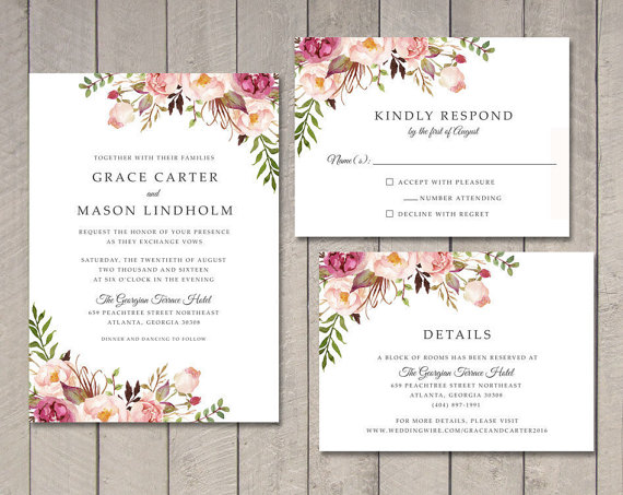 Floral Wedding Invitation, RSVP, Details Card wedding card wedding invitation card, White
Floral Wedding Invitation, RSVP, Details Card wedding card wedding invitation card, White