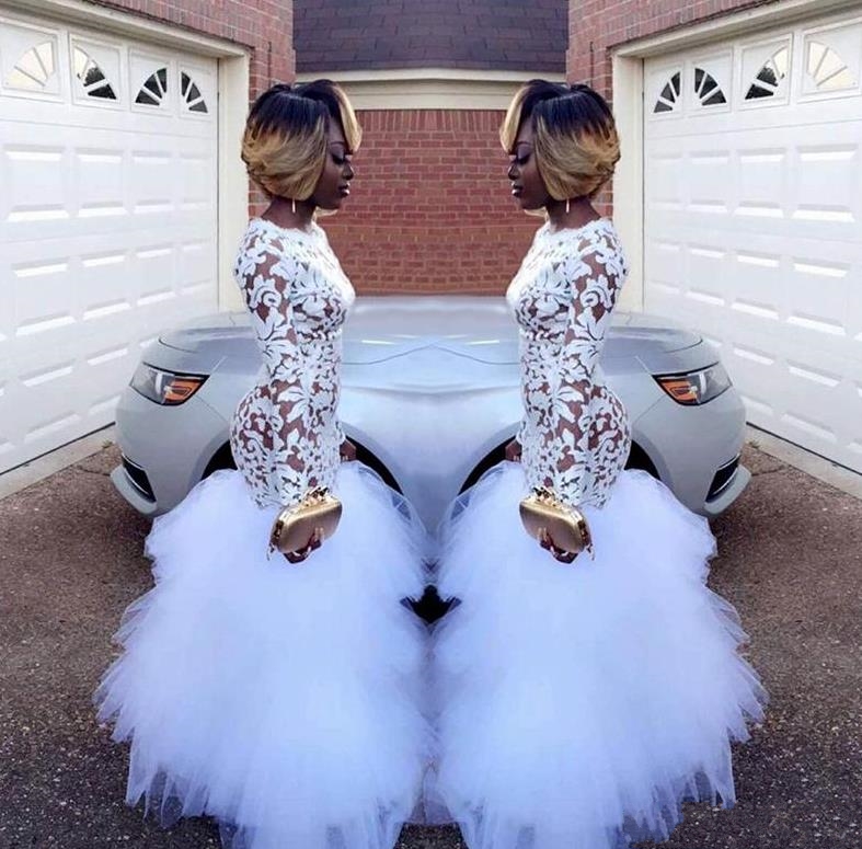 2023 White Lace Mermaid Prom Dresses for Black Girls Long Sleeves Ruffles Tulle Floor Length Plus Size Evening Prom Gowns Vestidos, Same as picture
2023 White Lace Mermaid Prom Dresses for Black Girls Long Sleeves Ruffles Tulle Floor Length Plus Size Evening Prom Gowns Vestidos, Same as picture