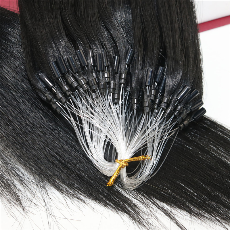 Natural Color Black Straight Hair 9A Brazilian Hair Extensions 14inch-26inch 100Strands 100gram Loop Micro Ring Human Hair Extensions