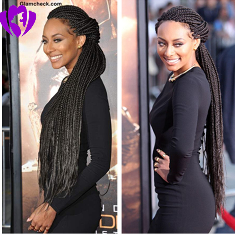 Stock box braid wig Synthetic lace front wig 1B black micro braid wig with baby hair for women heat resistant fiber glueless