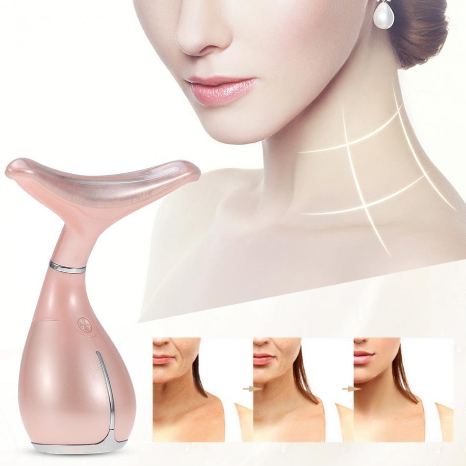 LED Neck Massager Photon Therapy Vibration Wrinkle Removal Massage Machine Neck Skin Tighten Firming Lifting Beauty Skin Device