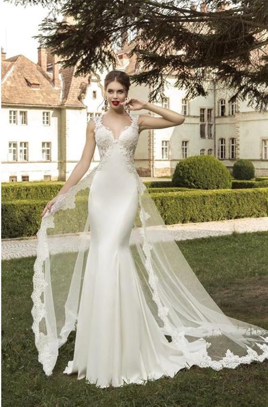 2018 Vintage Mermaid Wedding Dress Sweetheart Lace Appliques Removable Train Satin Garden Bridal Gowns Custom Made