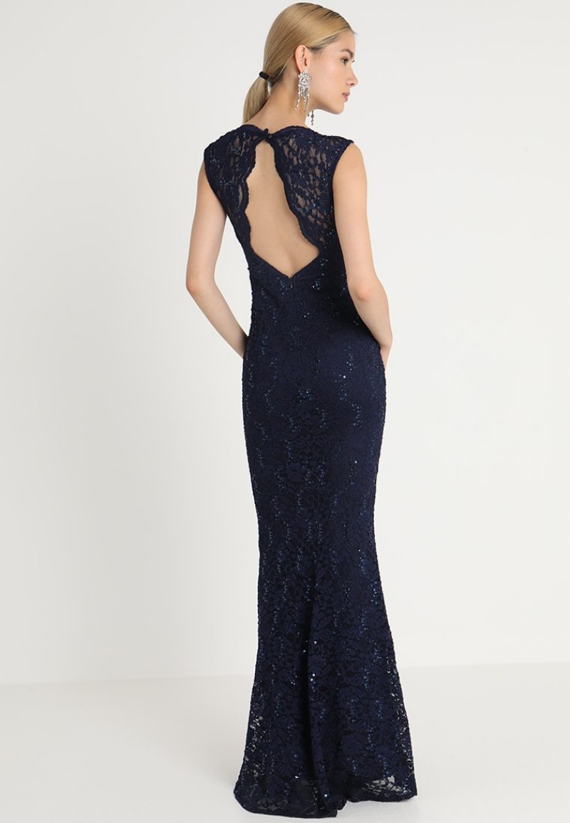 Dark Navy Mother Of The Bride Dresses Full Lace Applique Sequins Long Wedding Guest Dress Formal Evening Gowns